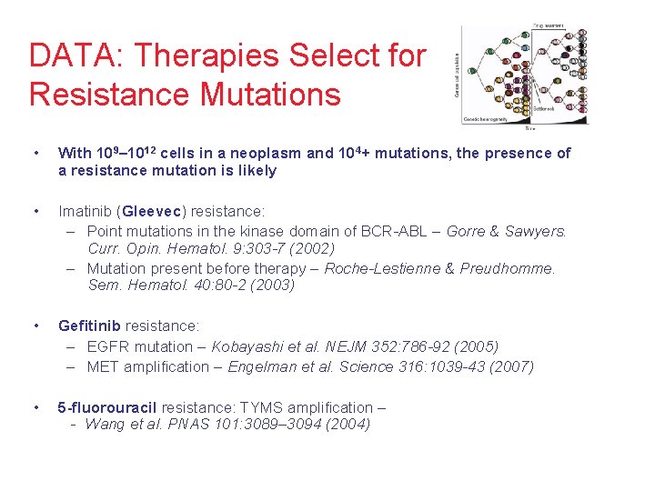 DATA: Therapies Select for Resistance Mutations • With 109– 1012 cells in a neoplasm