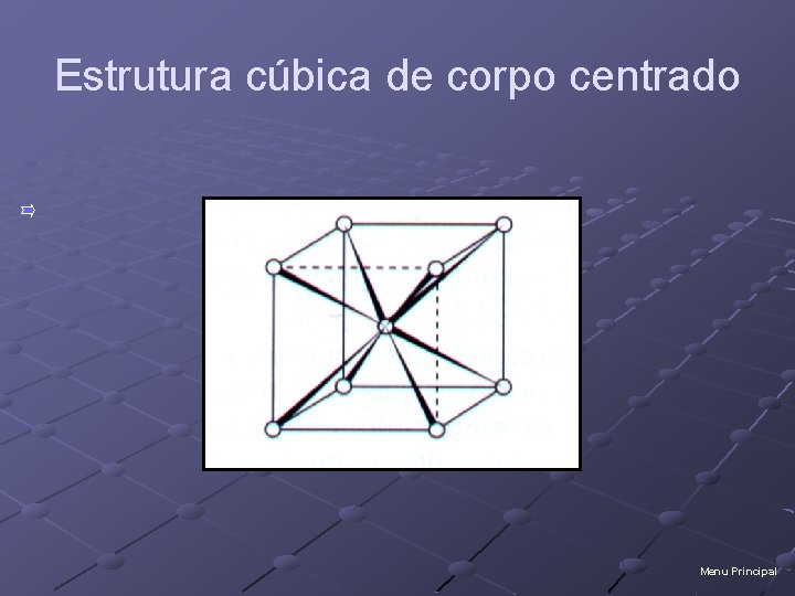 Estrutura cúbica de corpo centrado Menu Principal 