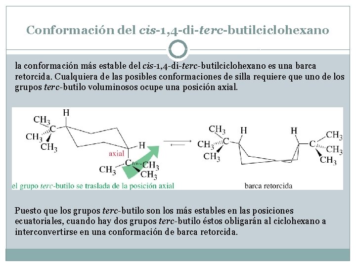 Conformación del cis-1, 4 -di-terc-butilciclohexano la conformación más estable del cis-1, 4 -di-terc-butilciclohexano es