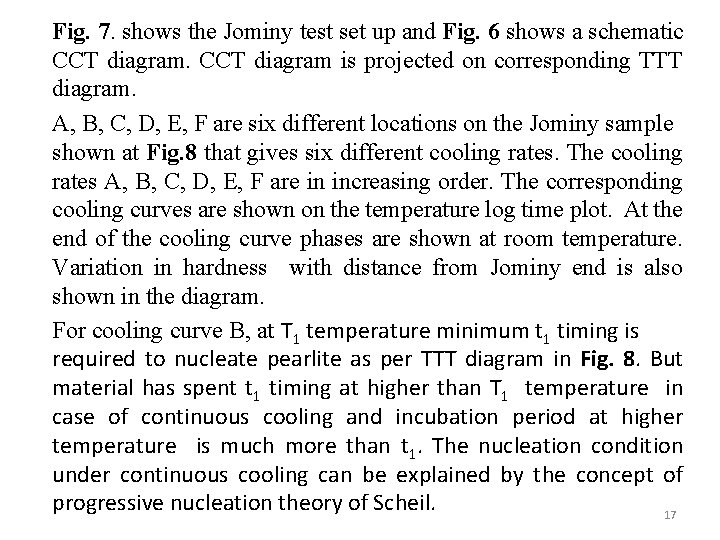 Fig. 7. shows the Jominy test set up and Fig. 6 shows a schematic