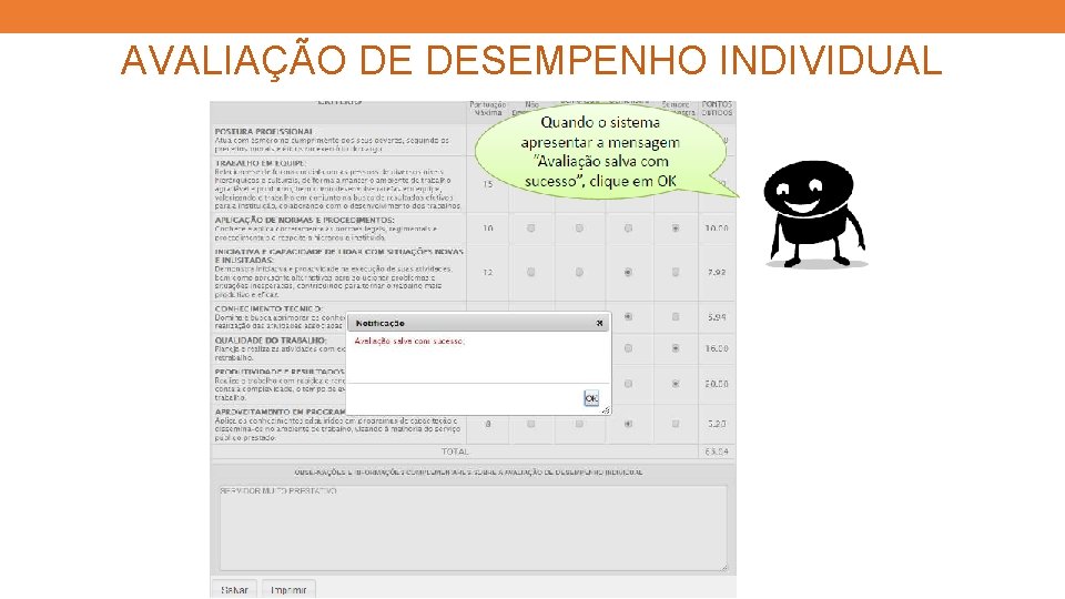 AVALIAÇÃO DE DESEMPENHO INDIVIDUAL 