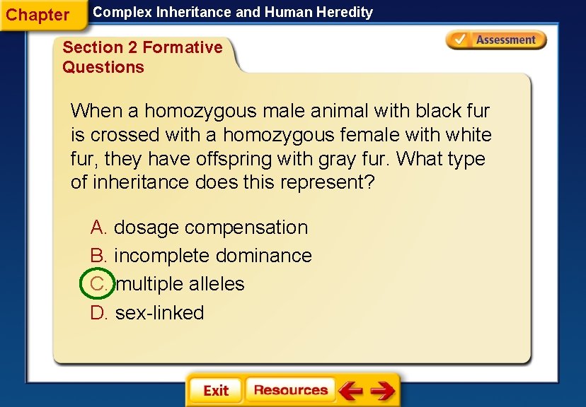 Chapter Complex Inheritance and Human Heredity Section 2 Formative Questions When a homozygous male