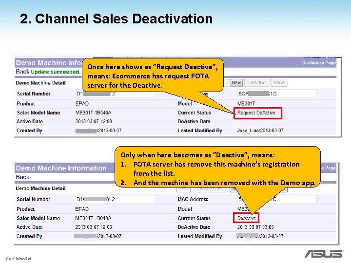 2. Channel Sales Deactivation Once here shows as ”Request Deactive”, means: Ecommerce has request