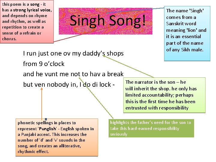 this poem is a song - it has a strong lyrical voice, and depends