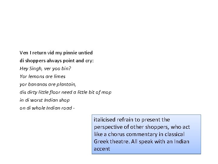 Ven I return vid my pinnie untied di shoppers always point and cry: Hey