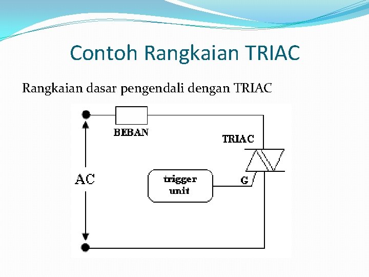 Contoh Rangkaian TRIAC Rangkaian dasar pengendali dengan TRIAC 