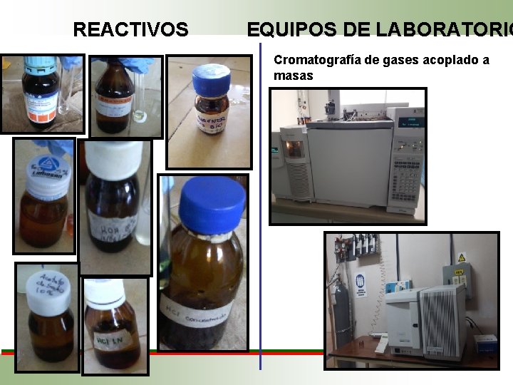 REACTIVOS EQUIPOS DE LABORATORIO Cromatografía de gases acoplado a masas 