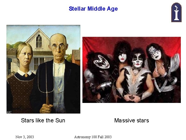 Stellar Middle Age Stars like the Sun Nov 3, 2003 Massive stars Astronomy 100 Stellar Middle Age Stars like the Sun Nov 3, 2003 Massive stars Astronomy 100