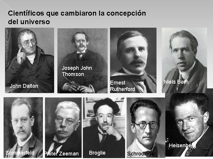 Científicos que cambiaron la concepción del universo Joseph John Thomson Ernest Rutherford John Dalton