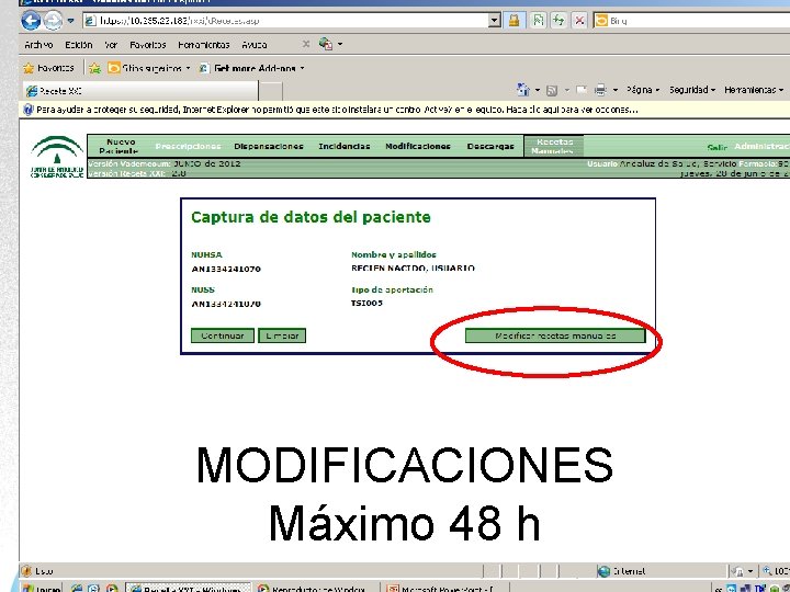 MODIFICACIONES Máximo 48 h MODIFICACIONES Máximo 48 h