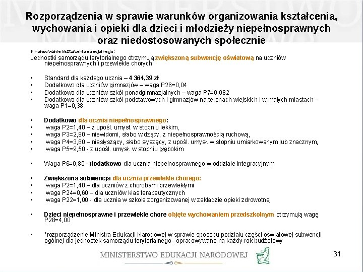 Rozporządzenia w sprawie warunków organizowania kształcenia, wychowania i opieki dla dzieci i młodzieży niepełnosprawnych