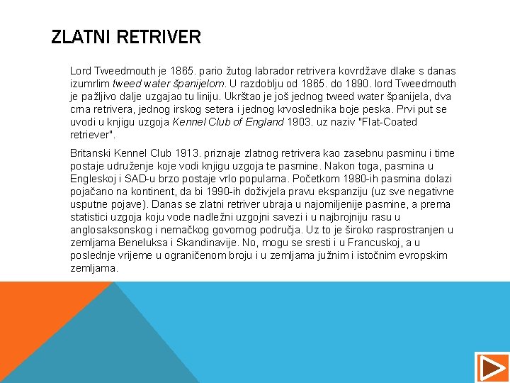 ZLATNI RETRIVER Lord Tweedmouth je 1865. pario žutog labrador retrivera kovrdžave dlake s danas