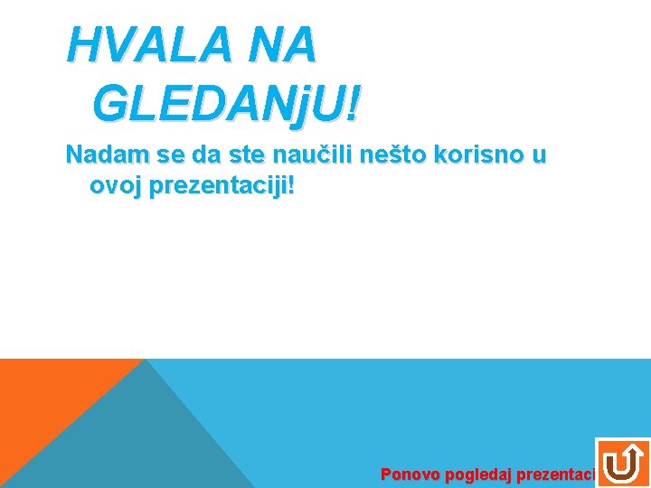 HVALA NA GLEDANj. U! Nadam se da ste naučili nešto korisno u ovoj prezentaciji!