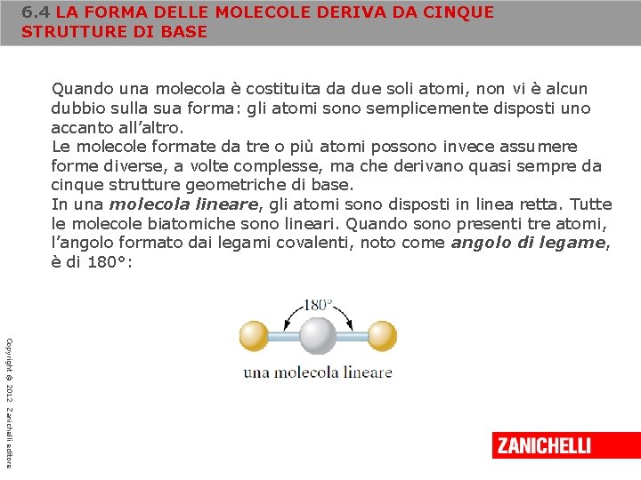 6. 4 LA FORMA DELLE MOLECOLE DERIVA DA CINQUE STRUTTURE DI BASE Quando una