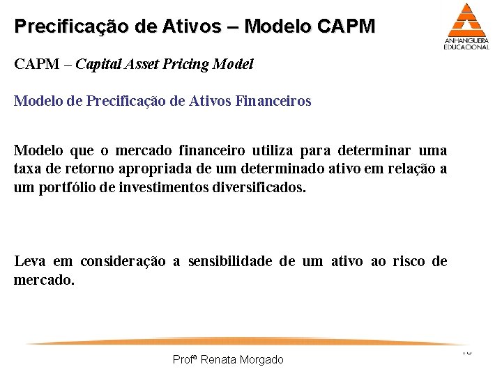 Precificação de Ativos – Modelo CAPM – Capital Asset Pricing Modelo de Precificação de