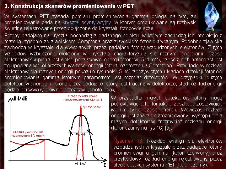 3. Konstrukcja skanerów promieniowania w PET W systemach PET zasada pomiaru promieniowania gamma polega