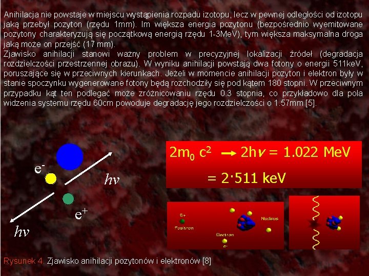 Anihilacja nie powstaje w miejscu wystąpienia rozpadu izotopu, lecz w pewnej odległości od izotopu