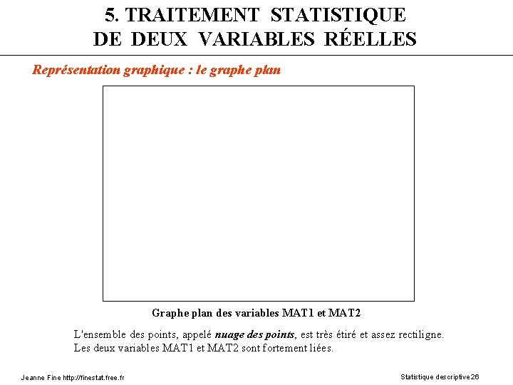 5. TRAITEMENT STATISTIQUE DE DEUX VARIABLES RÉELLES Représentation graphique : le graphe plan Graphe