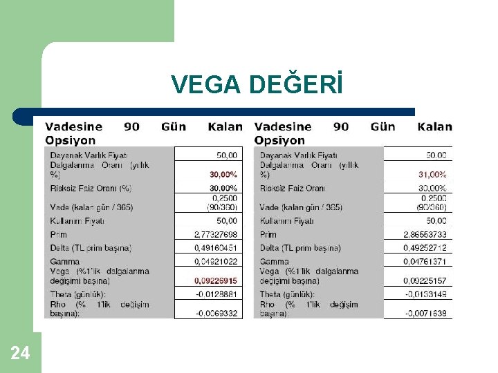 VEGA DEĞERİ 24 