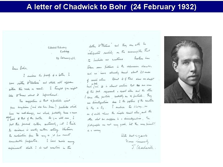 A letter of Chadwick to Bohr (24 February 1932) 