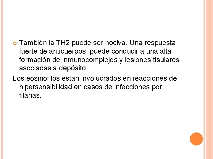 También la TH 2 puede ser nociva. Una respuesta fuerte de anticuerpos puede conducir