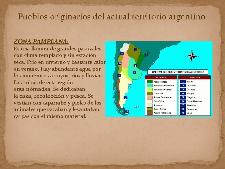 Pueblos originarios del actual territorio argentino ZONA PAMPEANA: Es una llanura de grandes pastizales