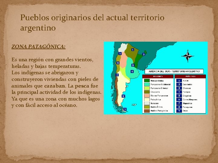 Pueblos originarios del actual territorio argentino ZONA PATAGÓNICA: Es una región con grandes vientos,