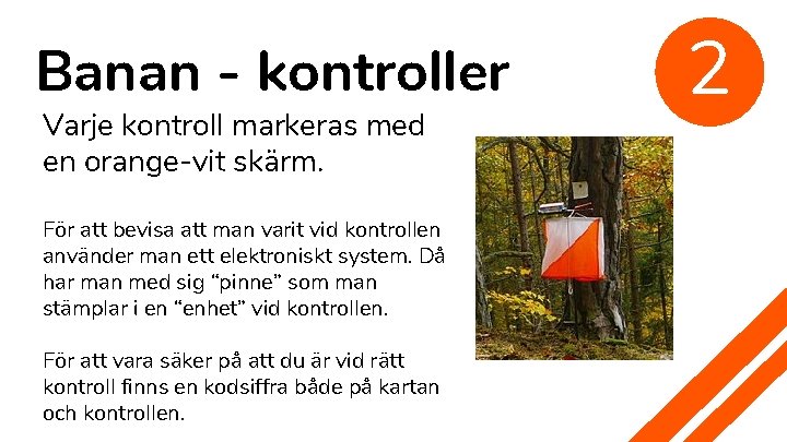 Banan - kontroller Varje kontroll markeras med en orange-vit skärm. För att bevisa att