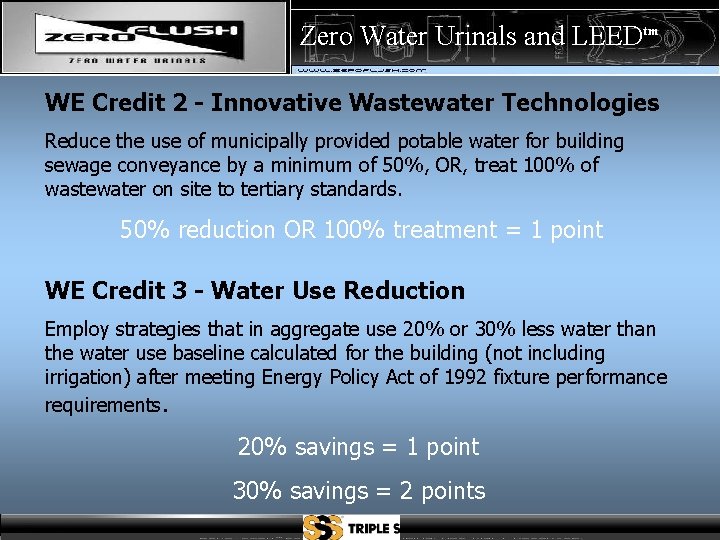 Zero Water Urinals and LEEDtm WE Credit 2 - Innovative Wastewater Technologies Reduce the