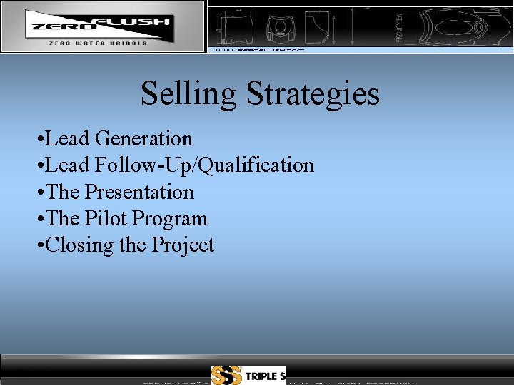 Selling Strategies • Lead Generation • Lead Follow-Up/Qualification • The Presentation • The Pilot