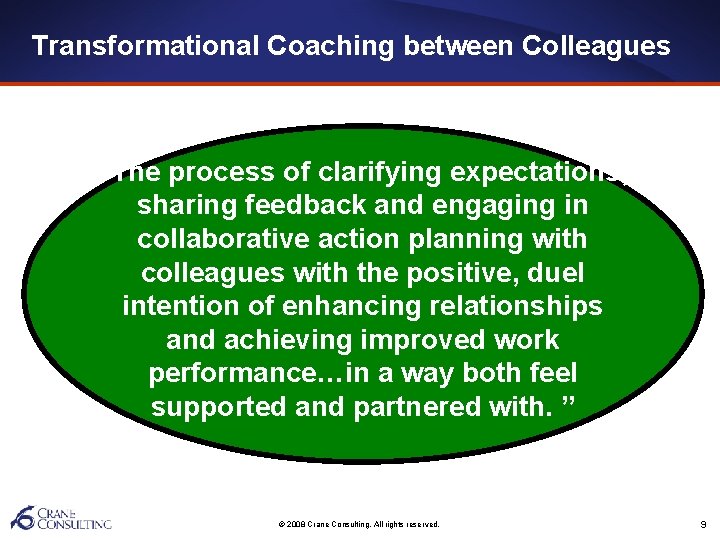 Transformational Coaching between Colleagues “The process of clarifying expectations, sharing feedback and engaging in