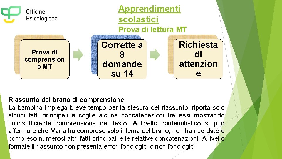 Apprendimenti scolastici Prova di lettura MT Prova di comprension e MT Corrette a 8