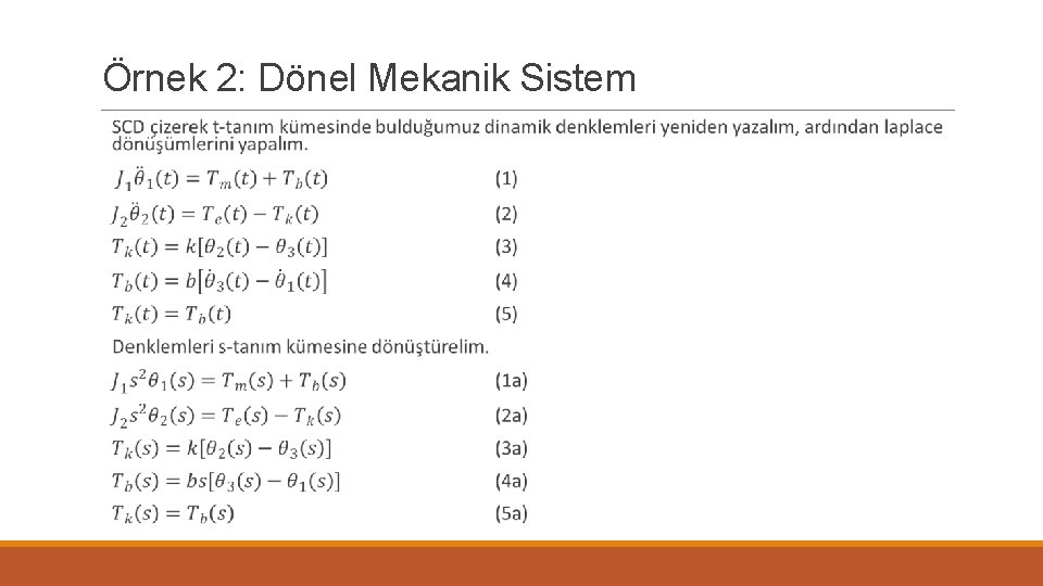 Örnek 2: Dönel Mekanik Sistem 