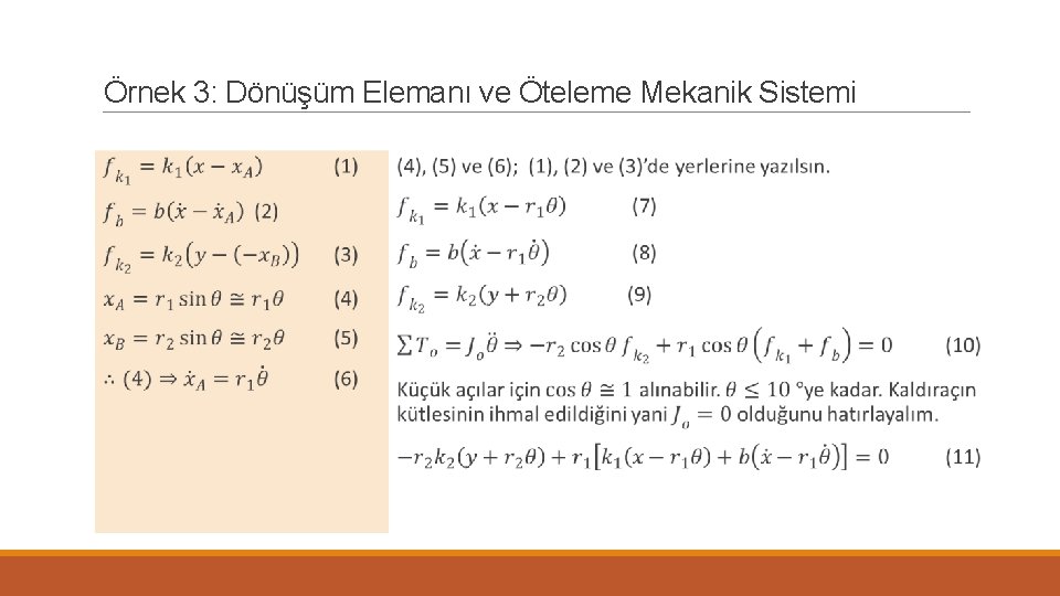 Örnek 3: Dönüşüm Elemanı ve Öteleme Mekanik Sistemi 