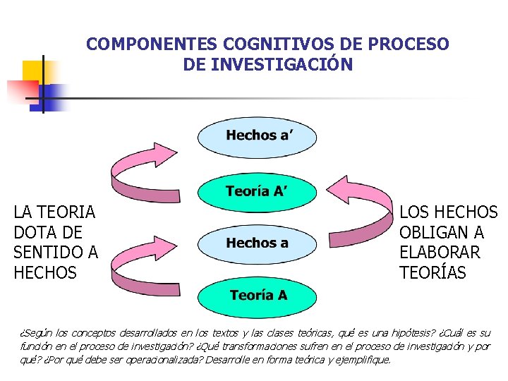 COMPONENTES COGNITIVOS DE PROCESO DE INVESTIGACIÓN LA TEORIA DOTA DE SENTIDO A HECHOS LOS