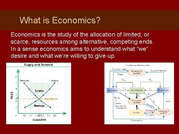 What is Economics? Economics is the study of the allocation of limited, or scarce,
