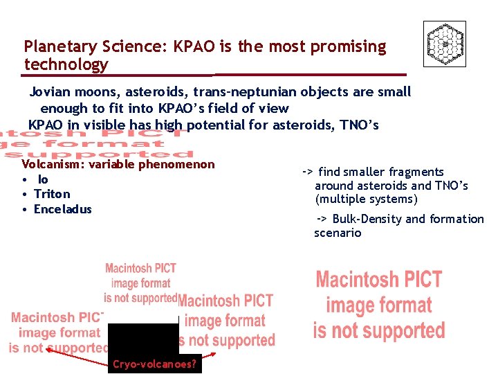 Planetary Science: KPAO is the most promising technology Jovian moons, asteroids, trans-neptunian objects are Planetary Science: KPAO is the most promising technology Jovian moons, asteroids, trans-neptunian objects are