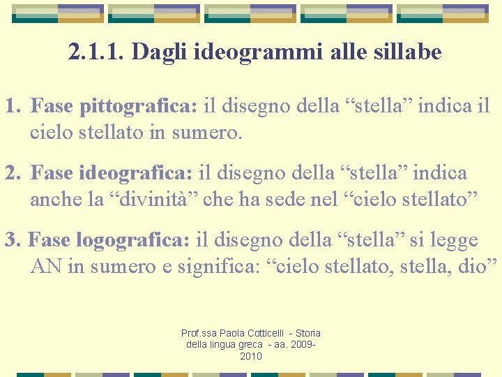 2. 1. 1. Dagli ideogrammi alle sillabe 1. Fase pittografica: il disegno della “stella”