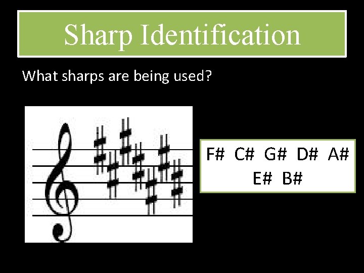 Sharp Identification What sharps are being used? F# C# G# D# A# E# B#