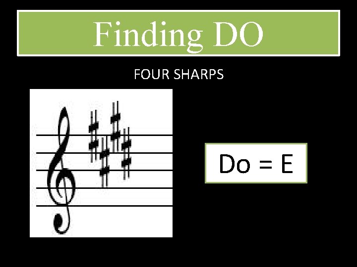 Finding DO FOUR SHARPS Do = E 