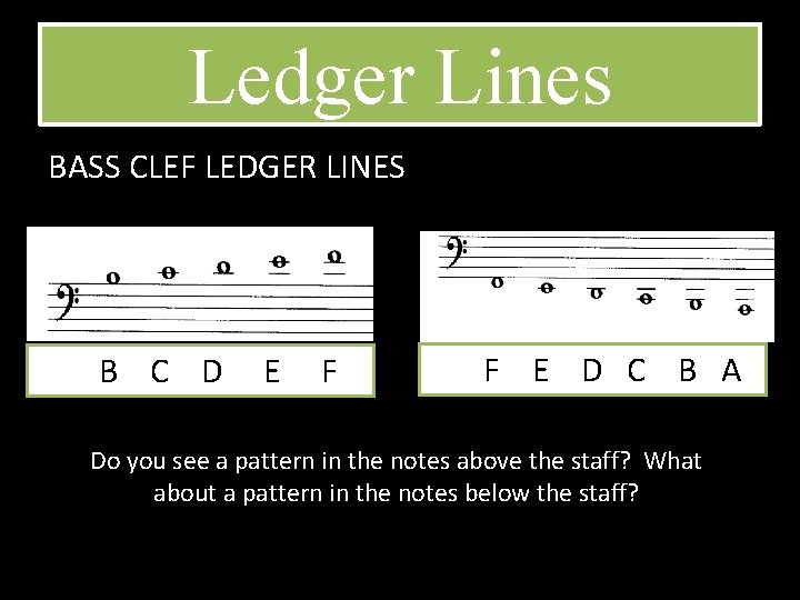 Ledger Lines BASS CLEF LEDGER LINES B C D E F F E D