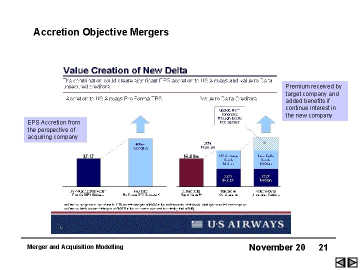 Accretion Objective Mergers Premium received by target company and added benefits if continue interest