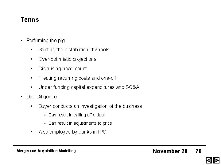 Terms • Perfuming the pig • Stuffing the distribution channels • Over-optimistic projections •