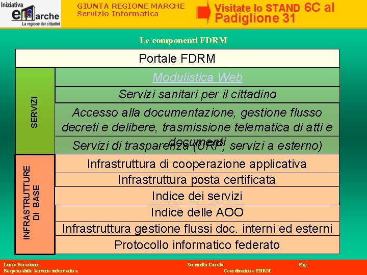 GIUNTA REGIONE MARCHE Servizio Informatica Visitate lo STAND Padiglione 31 6 C al Le GIUNTA REGIONE MARCHE Servizio Informatica Visitate lo STAND Padiglione 31 6 C al Le