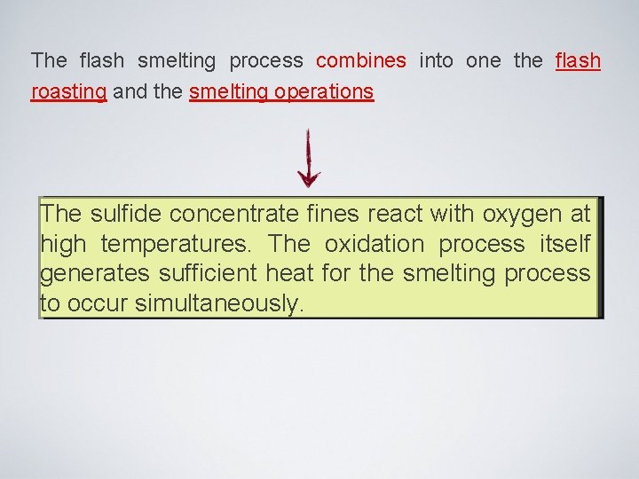 The flash smelting process combines into one the flash roasting and the smelting operations