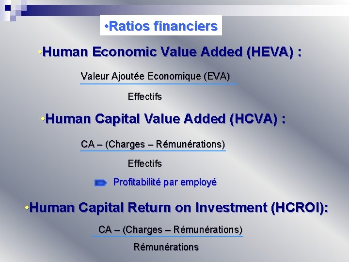  • Ratios financiers • Human Economic Value Added (HEVA) : Valeur Ajoutée Economique