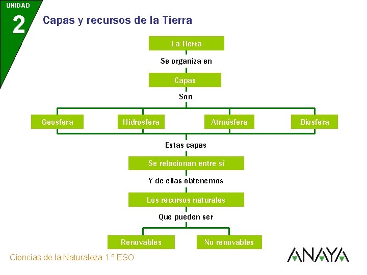 UNIDAD 2 Capas y recursos de la Tierra La Tierra Se organiza en Capas