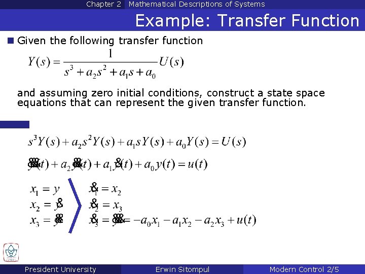 Proper Transfer Function Modern Control Lecture 2 Dr Ing Erwin Sitompul