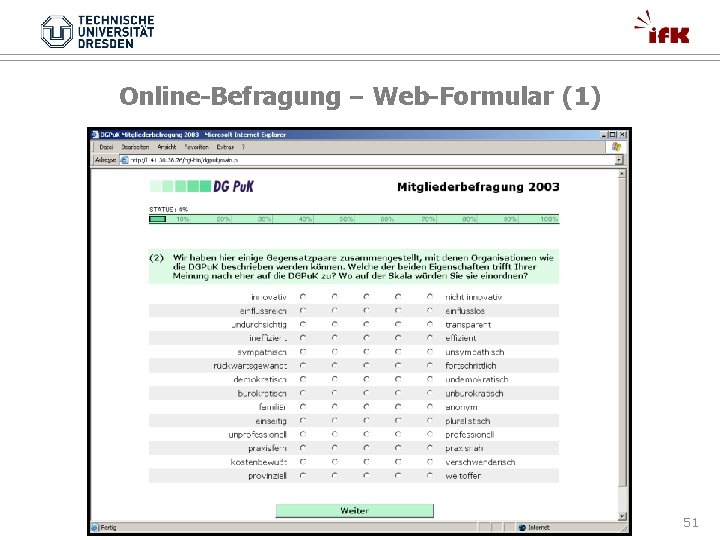 Online-Befragung – Web-Formular (1) 51 