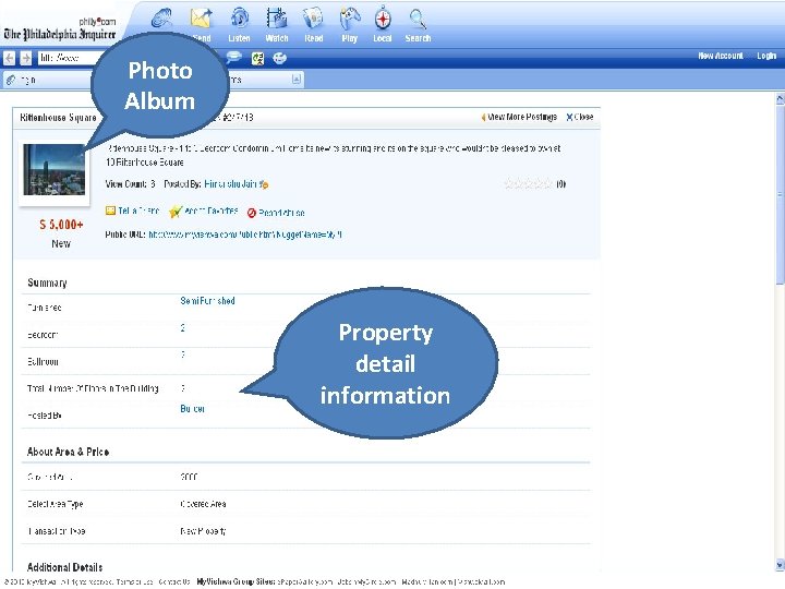 Photo Album Property detail information 